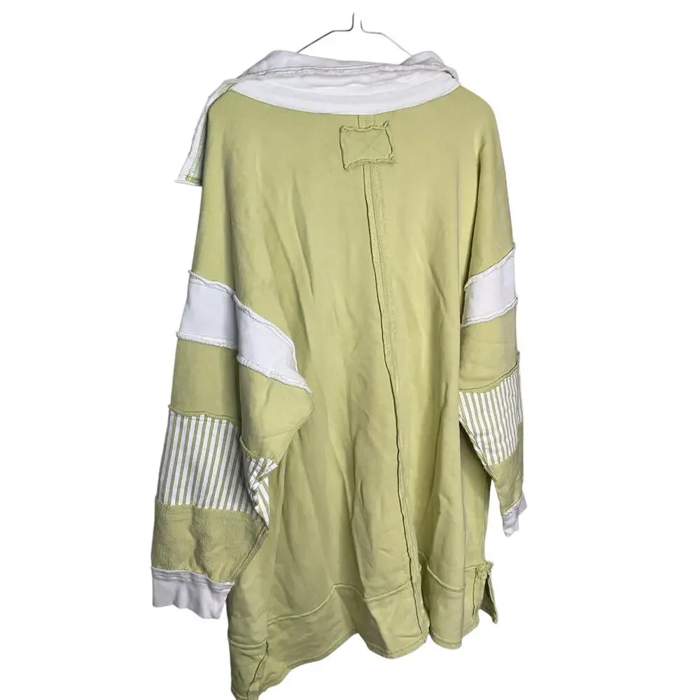 Free People We the Free Clean Prep Polo Pullover Top Lime/White Womens Size L - Picture 2 of 6